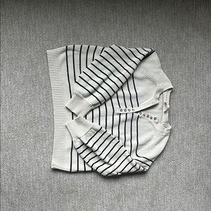 Sézane Striped Cardigan in Cream and Black